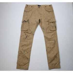 Rocksmith Mens Size 38x36 Abstract Geometric Strap Skateboard Cargo Pants Beige